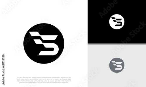 Initials S logo design. Initial Letter Logo. Innovative high tech logo template. Template label for blockchain technology.	
