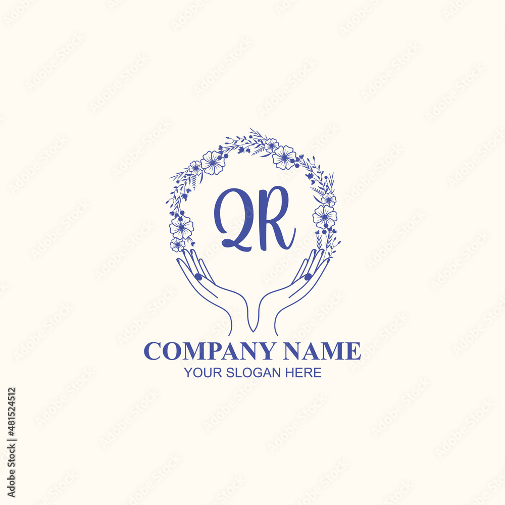 QR initial hand drawn wedding monogram logos