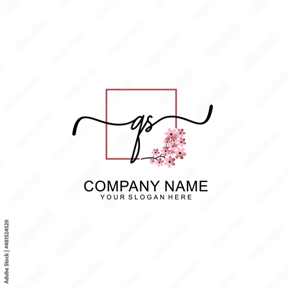 Initial QS beauty monogram and elegant logo design handwriting logo of initial signature Initial QS beauty monogram and elegant logo design handwriting logo of initial signature