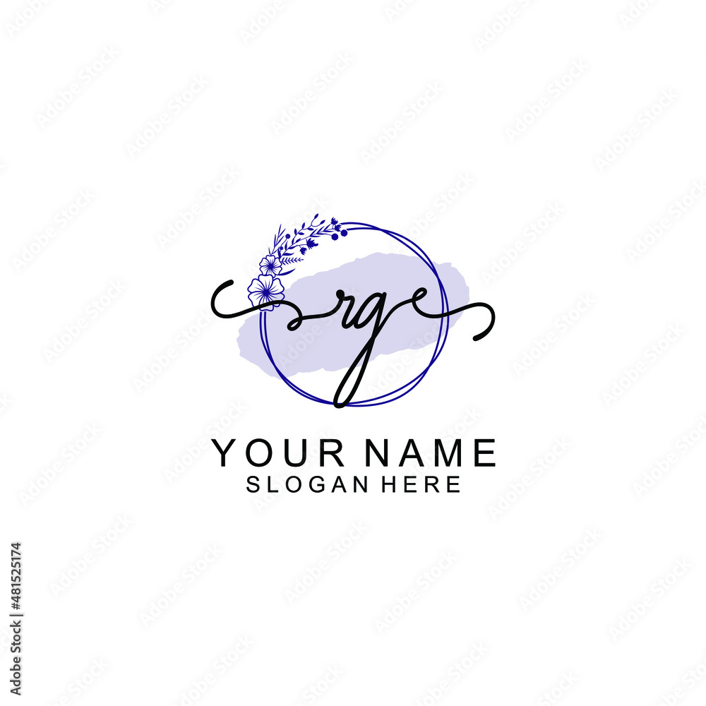 Initial RG beauty monogram and elegant logo design  handwriting logo of initial signature