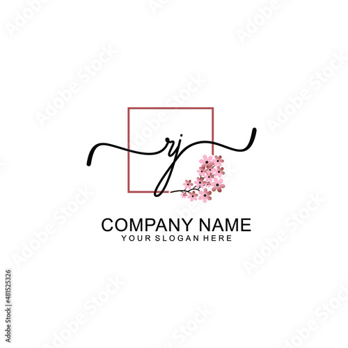 Initial RJ beauty monogram and elegant logo design handwriting logo of initial signature