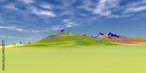 Alien Planet. Mountain. 3D rendering