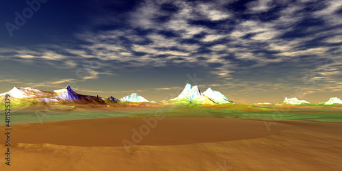 Alien Planet. Mountain. 3D rendering