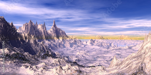 Alien Planet. Mountain. 3D rendering