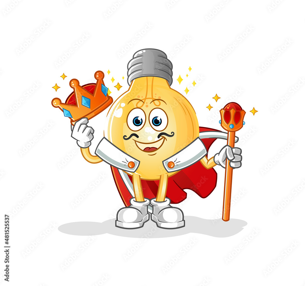 Obraz premium bulb king vector. cartoon character