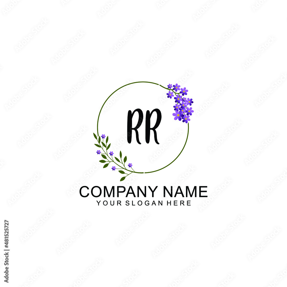 RR Initial handwriting logo vector. Hand lettering for designs