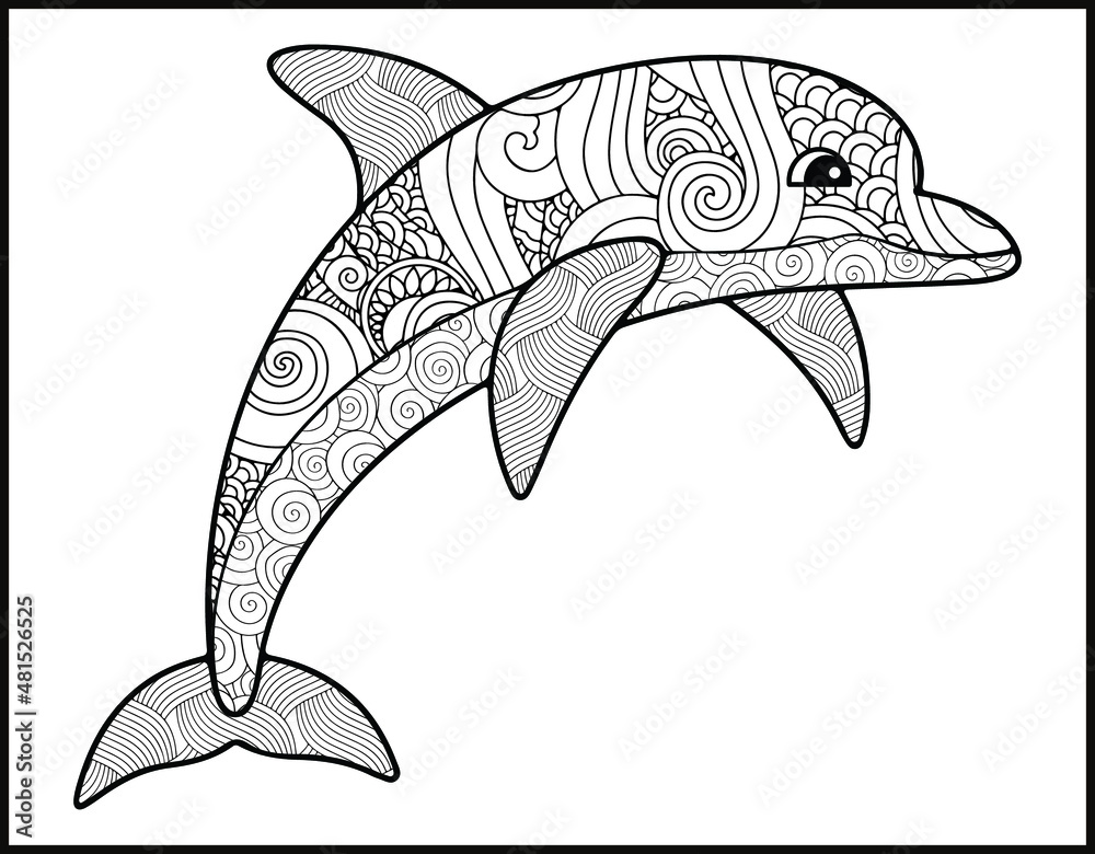 dolphin mandala coloring page, sea life set coloring page mandala ...