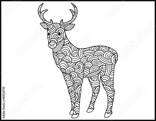 Deer coloring book for adults vector illustration