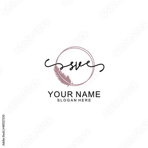 Initial SV beauty monogram and elegant logo design handwriting logo of initial signature