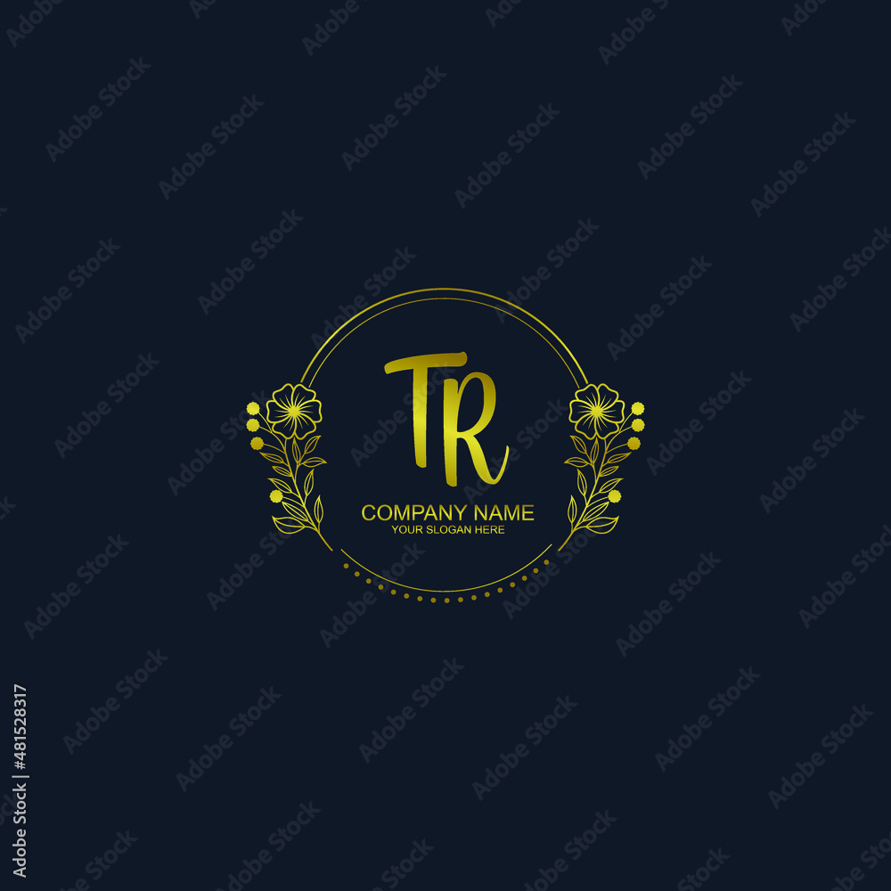 TR initial hand drawn wedding monogram logos