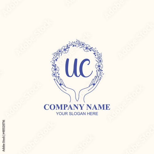 UC initial hand drawn wedding monogram logos