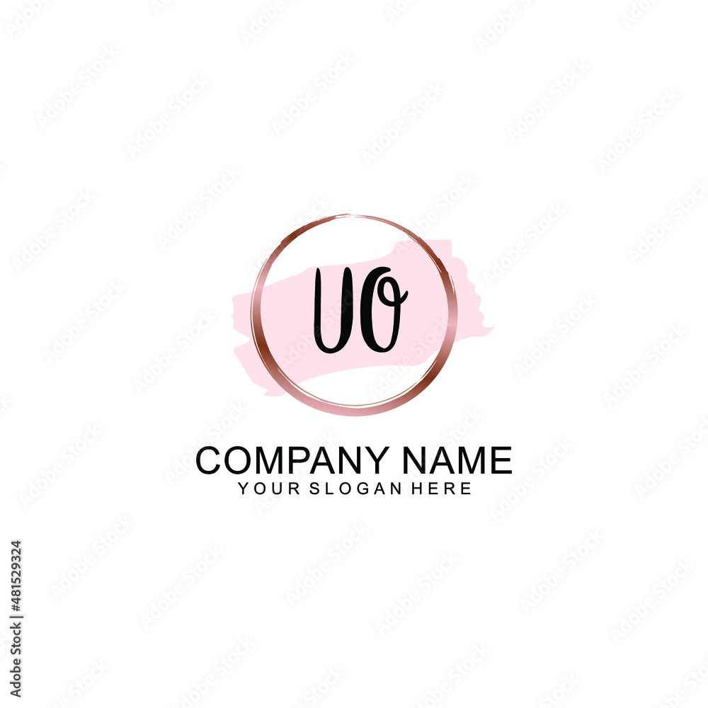 UO Initial handwriting logo vector. Hand lettering for designs