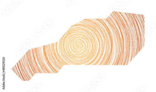 Little Stirrup Cay map filled with concentric circles. Sketch-style circles in the shape of the island. Vector illustration.