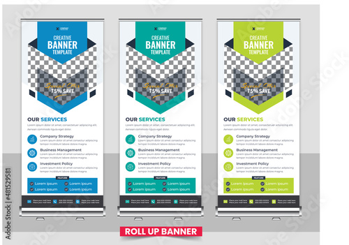 Roll up banner set design, advertisement roll up the banner template, Corporate banner design, Pop up banner design, Creative banner, Banner eps.