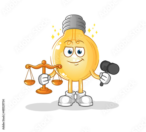 bulb lawyer cartoon. cartoon mascot vector