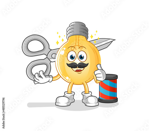 bulb barber cartoon. cartoon mascot vector