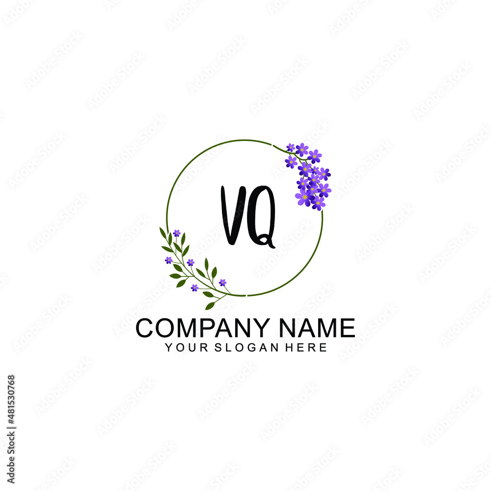 VQ Initial handwriting logo vector. Hand lettering for designs