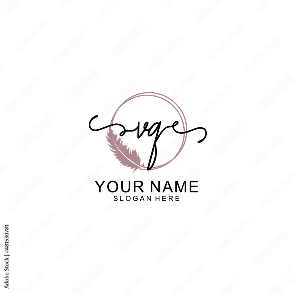 Initial VQ beauty monogram and elegant logo design handwriting logo of initial signature Initial VQ beauty monogram and elegant logo design handwriting logo of initial signature