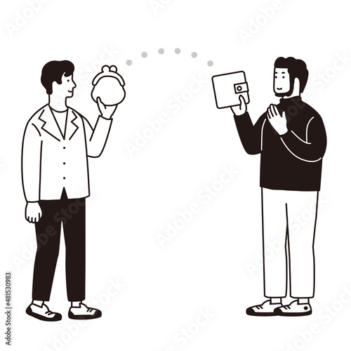 財布を持つシンプルな男性のイラスト
