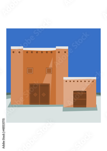 Editable Traditional Arab House Vector Illustration for Islamic Moments or Middle Eastern History and Culture Related Design