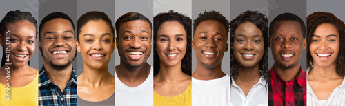 African-american and latin-american men and women, set of photos