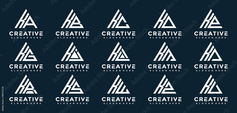 Letter K logo template collection with triangle Letter K logo template collection with triangle