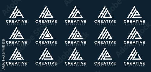 Letter K logo template collection with triangle