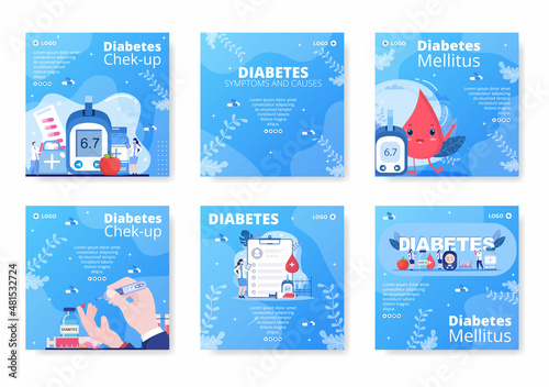 Diabetes Testing Post Template Flat Design Illustration Editable of Square Background Suitable for Healthcare Social Media or Greetings Card