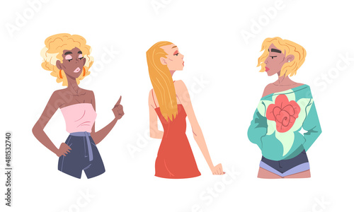 Woman with Arrogant Face Expression Proud Looking Vector Set