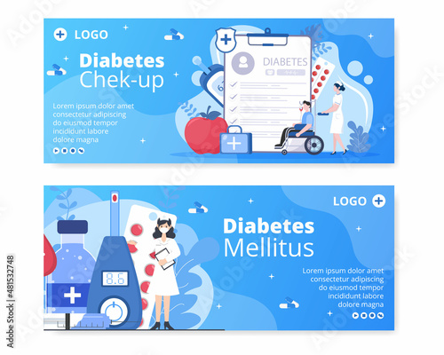 Diabetes Testing Banner Template Flat Design Illustration Editable of Square Background Suitable for Healthcare Social Media or Greetings Card