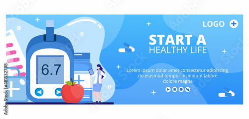 Diabetes Testing Cover Template Flat Design Illustration Editable of Square Background Suitable for Healthcare Social Media or Greetings Card