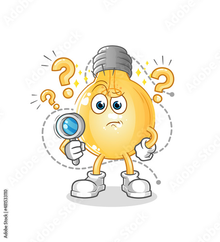 bulb searching illustration. character vector