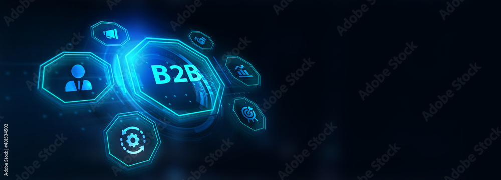 Business, Technology, Internet and network concept. B2B Business company commerce technology marketing concept.3d illustration Business, Technology, Internet and network concept. B2B Business company commerce technology marketing concept.3d illustration