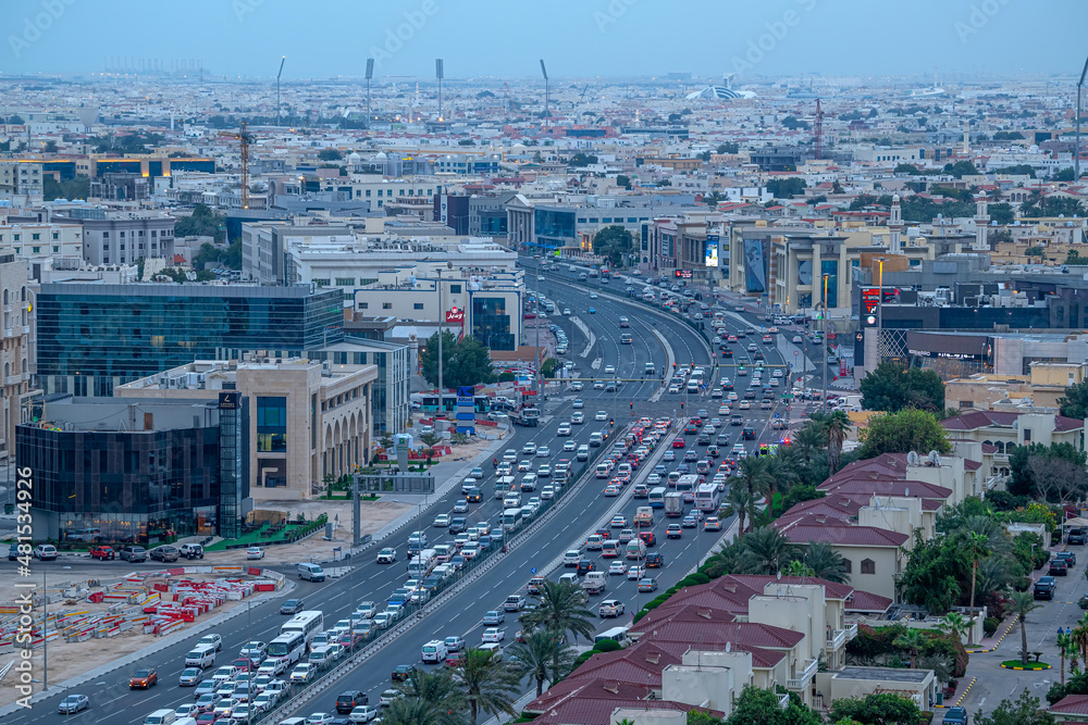 Fototapeta premium Aerial View of Salwa Road C Ring Road Doha Qatar 