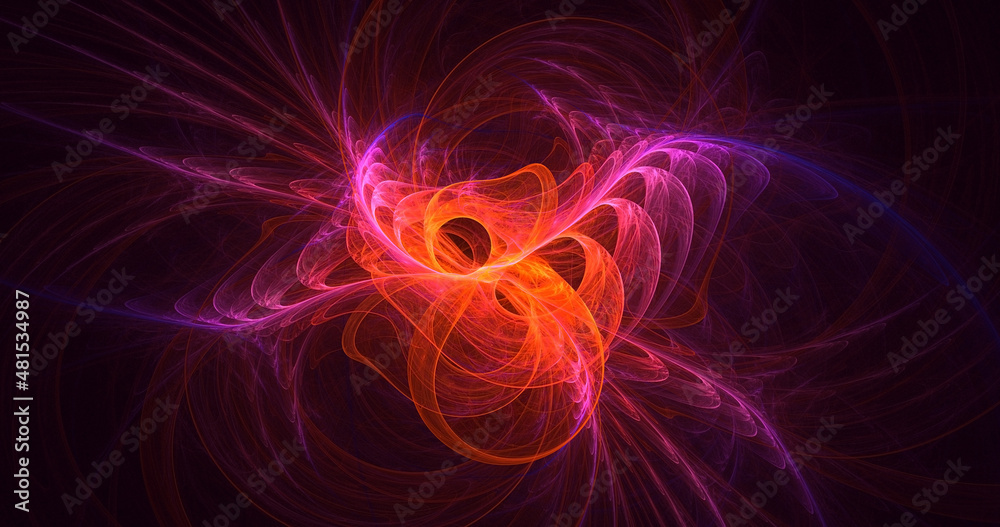 3D rendering abstract multicolor fractal light background