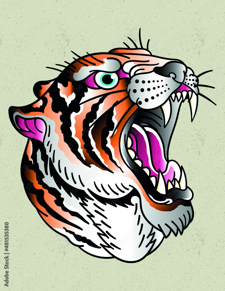 Foto tiger traditional old school