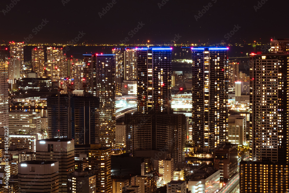 東京の都市夜景　汐留から築地方面