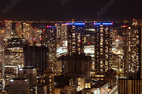 東京の都市夜景　汐留から築地方面