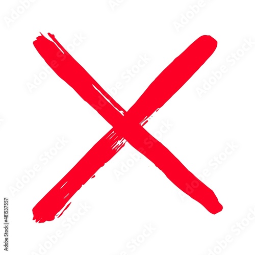 Dirty grunge hand drawn with brush strokes cross x vector illustration icon. Cross mark wrong symbol graphic design. Check mark symbol NO button for vote in check box, web, etc.