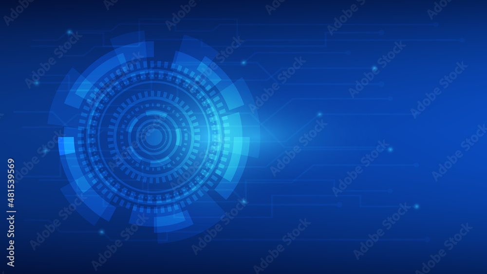 abstract futuristic innovation technology background concept. virtual glowing blue light Hi-tech circle digital HUD screen with circuit board abstract futuristic innovation technology background concept. virtual glowing blue light Hi-tech circle digital HUD screen with circuit board