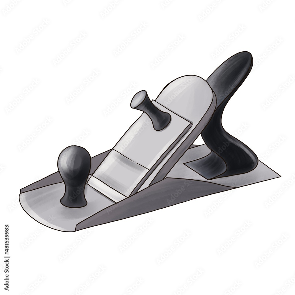 drawing jack plane tool isolated at white background, hand drawn ...