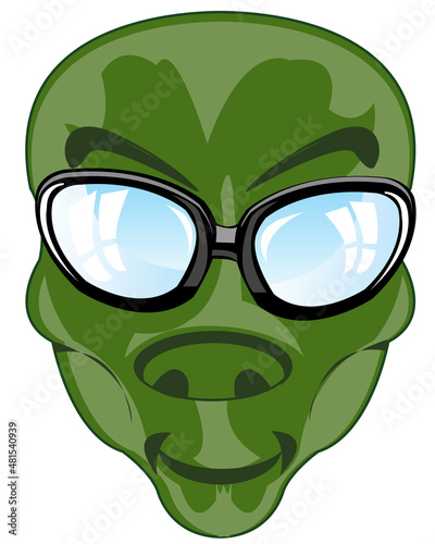 Vector illustration of the head extraterrestrial essence cartoon