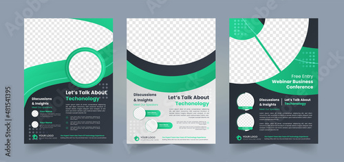 Online business flyer pamphlet brochure or poster design set a4 layout space with editable photo background template