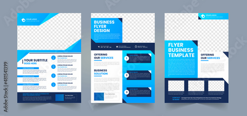 Gradient business flyer pamphlet brochure or poster design set a4 layout space with editable photo background template