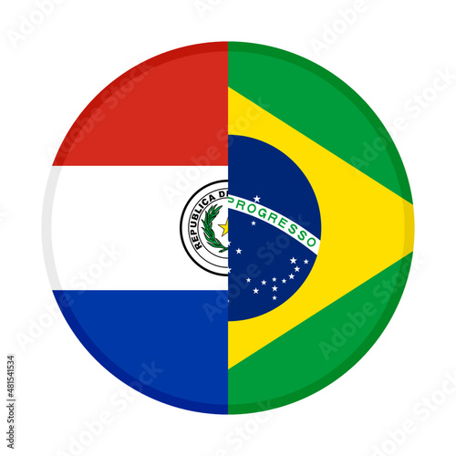 round icon with paraguay and brazil flags. vector illustration isolated on white background