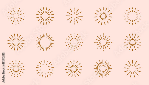 Starburst line art icon. Vector logo spark sunburst. Outline sunburst and starburst, editable stroke