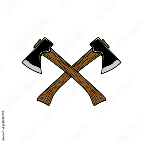 Throwing ax vector logo design. Cross ax concept, vintage, great for ax throwing clubs.