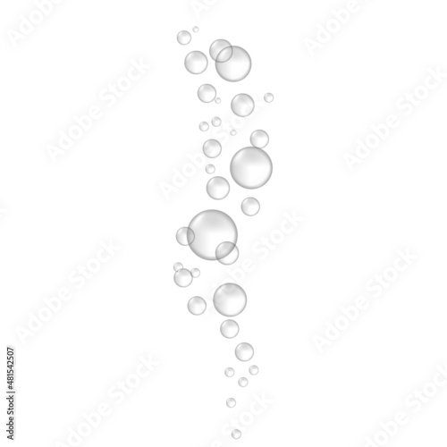 Underwater hissing air bubbles. Carbonated drink. Vector illustration.