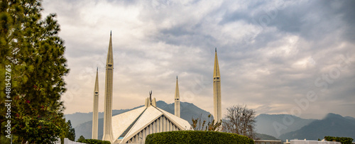 A beautiful view of Faisal Mosque,  Islamabad, Pakistan. 19 January 2022