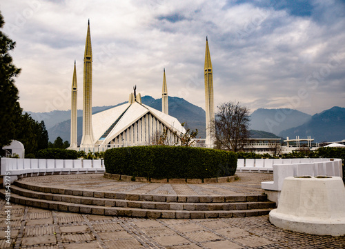 A beautiful view of Faisal Mosque,  Islamabad, Pakistan. 19 January 2022